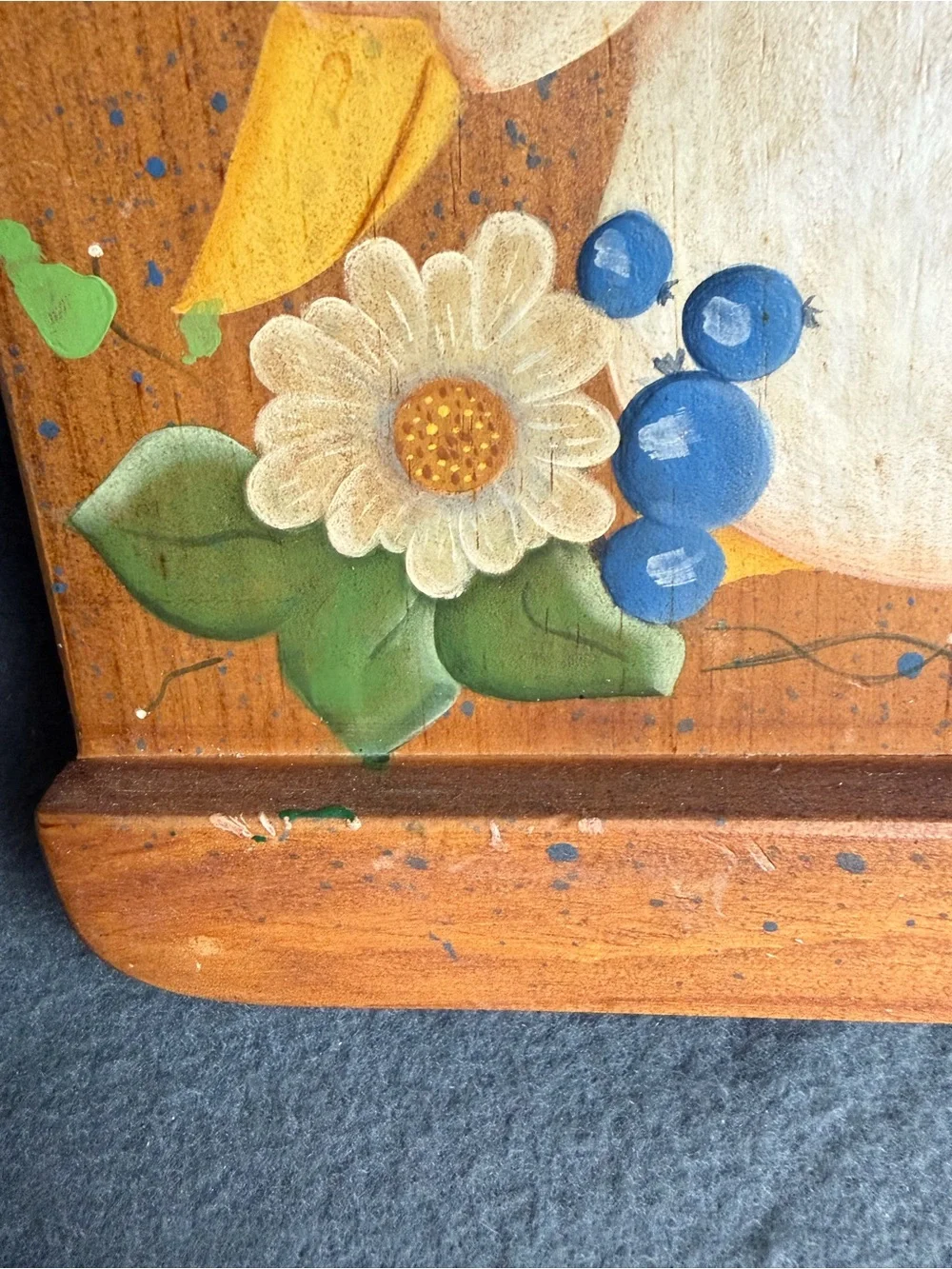 Vintage Cottagecore Hand Painted Wood Goose Wall Decor Floral Folk Art Plaque